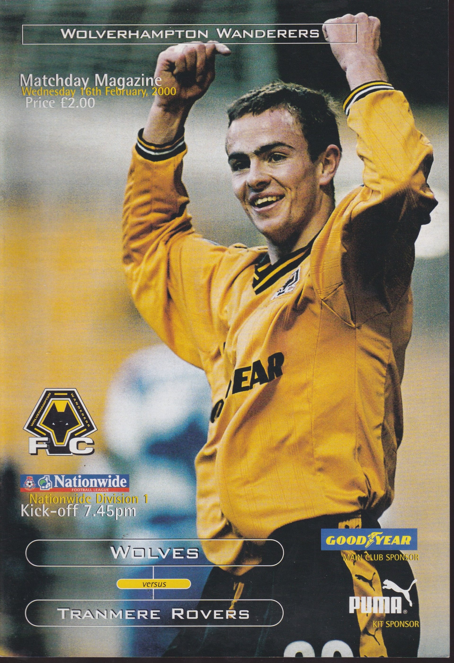 Wolverhampton Wanderers v Tranmere Rovers match programme